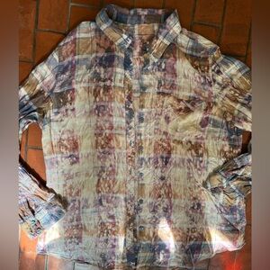 Multicolor Plaid/tie-dye Button-Up Shirt